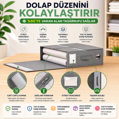 Premium Çarşaf Organizeri – Dolap Düzenleyici 4'lü Set