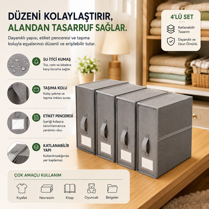 Premium Çarşaf Organizeri – Dolap Düzenleyici 4'lü Set